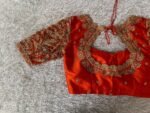 Orange Raw Silk Zardosi Blouse: Hand Embroidered Saree