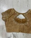 Hand Embroidered Zardosi Silk Blouse: Light Gold Maggam