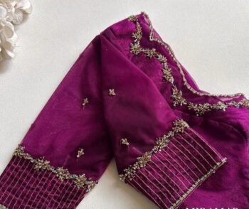 Hand Embroidered Magenta Silk Blouse: Zardosi Wedding Sari