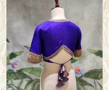 Hand Embroidered Purple Silk Blouse: Zardosi Maggam Work,purple