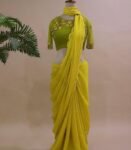 sarees USA,haldi outfit silk saree green blouse
