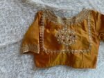 Pure Silk Saree Blouse: Golden Zardosi Hand Embroidery,
