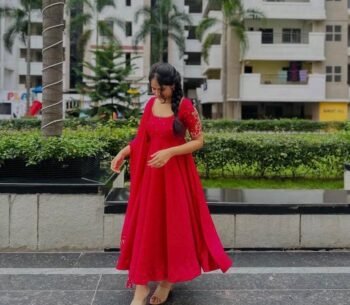 Hand embroidered Anarkali with dupatta