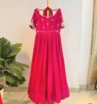 Hand Embroidered Lavender Anarkali Dress: Pure Silk Indian