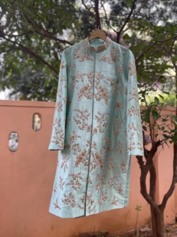 Hand Embroidered Raw Silk Mens Kurta: Indian Wedding