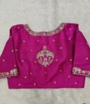 Hand Embroidered Zardosi Silk Blouse: Pink Maggam Work,hand