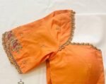 Orange silk hand embroidery blouse