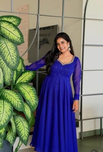 Blue Anarkali suit usa