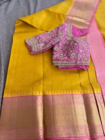 Pure handloom kanjeevaram silk saree with blouse |traditional saree with readymade blouse| sarees USA