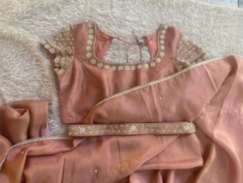 Yellow tissue silk saree with Embroidered blouse|tissue saree with readymade blouse