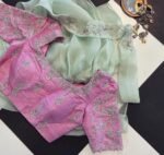 Hand Embroidered Silk Blouse: Light Pink Zardosi Maggam