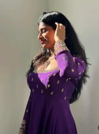 Hand embroidered Anarkali with dupatta