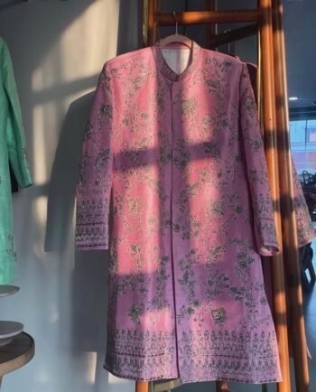 Hand Embroidered Raw Silk Mens Kurta: Indian Wedding
