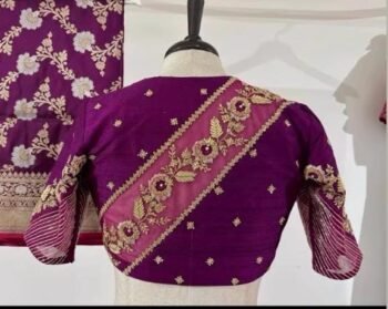 purple silk hand embroidery blouse
